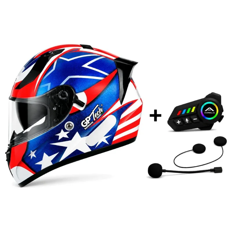 Capacete GP Tech V128 USA Azul E Vermelho 61 (MP)