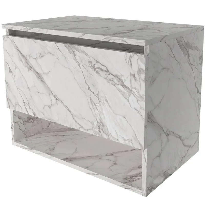 Gabinete De Banheiro 60 Cm 1 Porta E Nicho Valente Mármore Branco