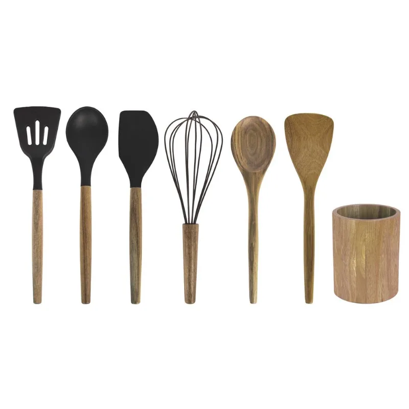 Conjunto de Utensílios e Suporte Acácia Member's Mark 7 Peças