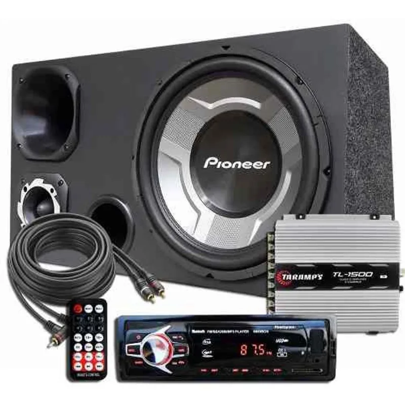 Kit Som Caixa Trio Sub Pioneer Aparelho Bluetooth Taramps