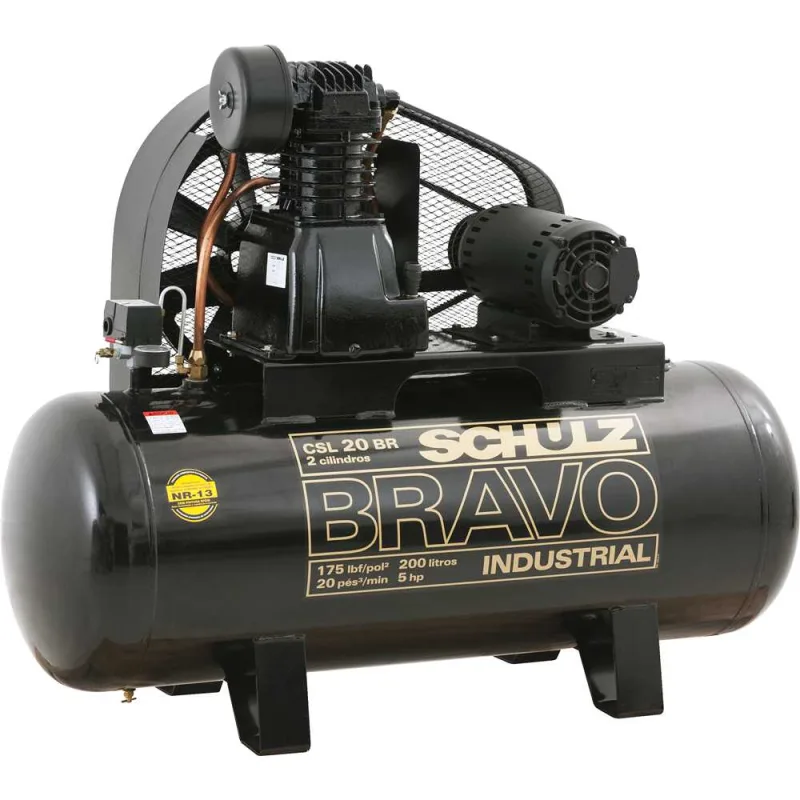 Compressor de ar CSL 20BR/200 L Bravo 5,0 cv 220 V~/380 V~ - SCHULZ - SCHULZ - Máquinas E Compressores