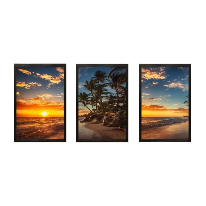 Jogo de Quadros Decorativos 28Cm 3 Peças Fx Quadros - Coqueiros
