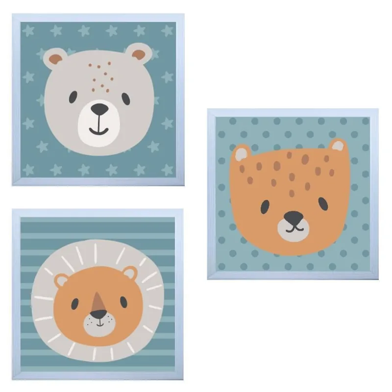 Kit De Quadros Decor Baby 3 Peças - Safari