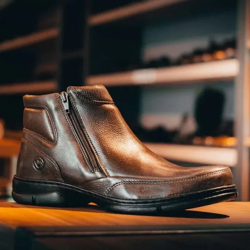 Anatomic Gel Bota Em Couro Floater Brown 7887 Masculina