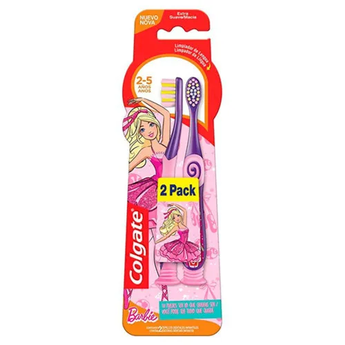 Escova Dental Extra Suave Infantil Barbie Colgate 2 Unidades - COLGATE - Higiene E Beleza