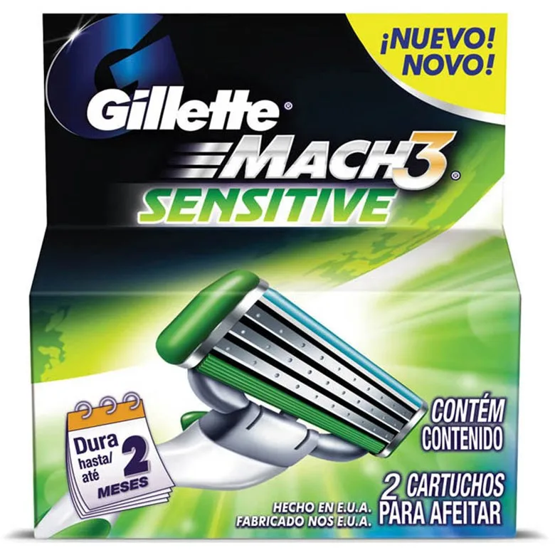 Carga De Aparelho Para Barbear Gillette Mach3 Sensitive 2 Unidades - GILLETTE MACH3 - Higiene E Beleza