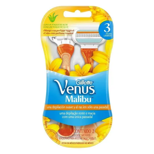 Aparelho De Depilar Descartável Gillette Venus Malibu 2 Unidades - GILLETTE VENUS 3 - Higiene E Beleza