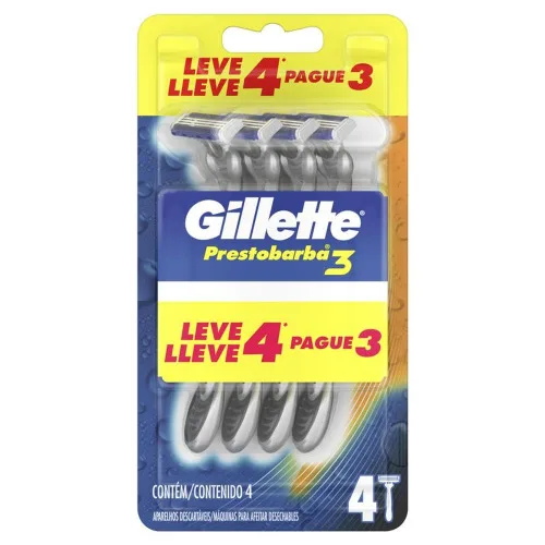 Aparelho De Barbear Presto3 Regular C/ 4unidade Selec?o - GILLETTE PRESTOBARBA - Higiene E Beleza