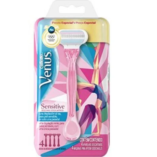 Aparelho Depilatório Gillette Venus 3 C/4 Feminino Sensitive Olimpiadas Unit - GILLETTE VENUS 3 - Higiene E Beleza