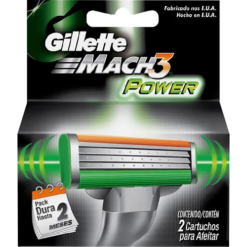 Cartucho Gillette Mach 3 Power 2 Unidades - GILLETTE - Higiene E Beleza