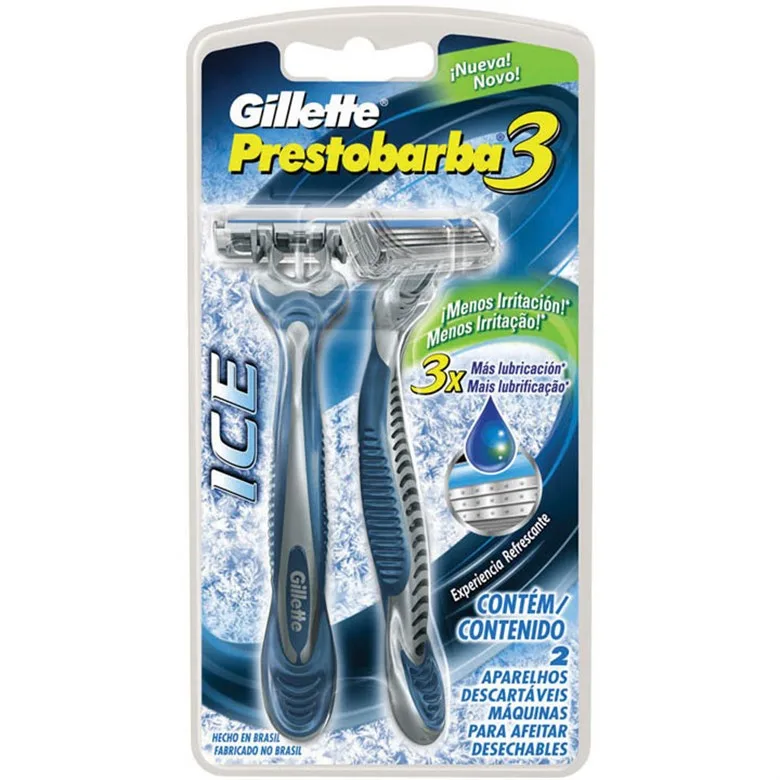 Aparelho Descartável Para Barbear Gillette Prestobarba3 Ice 2 Unidades - GILLETTE PRESTOBARBA - Higiene E Beleza