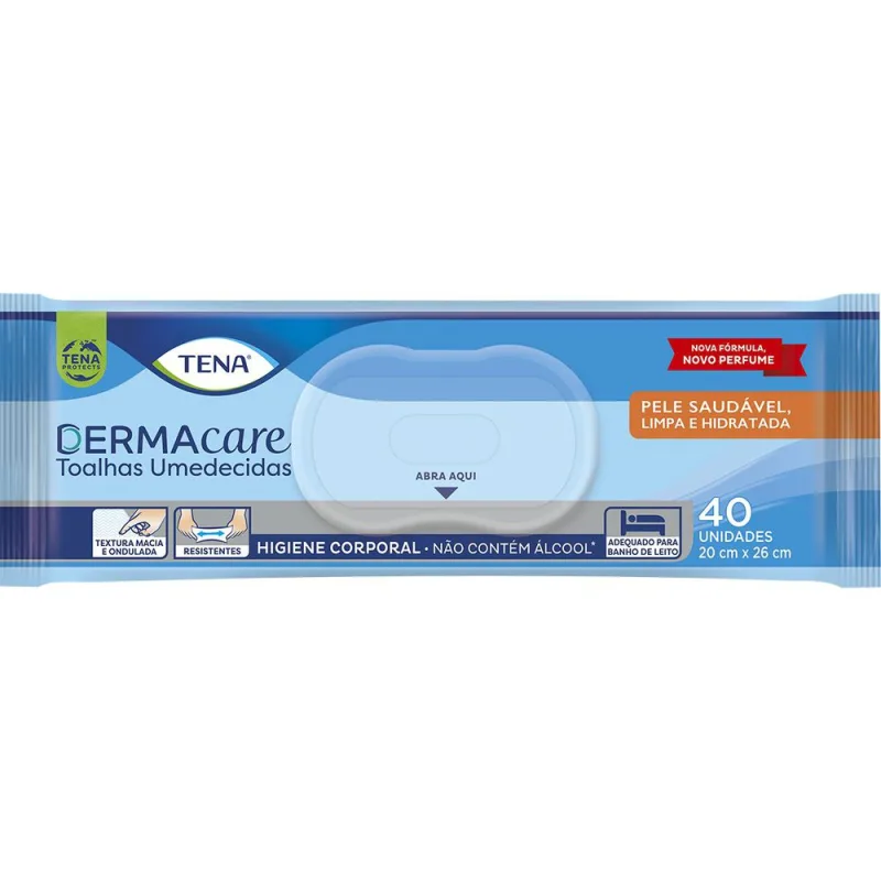 Toalha Umedecida Tena Dermacare 40 Unidades - Tena - Higiene Pessoal