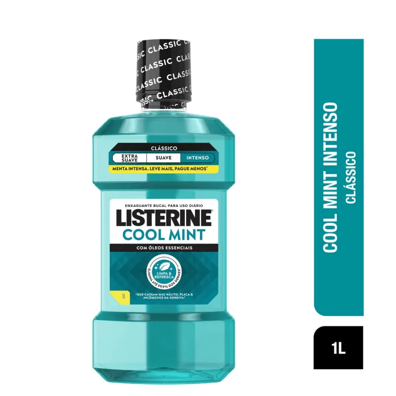 Antisséptico Bucal Listerine Cool Mint Refrescância Intensa Sabor Hortelã 1 Litro - Listerine