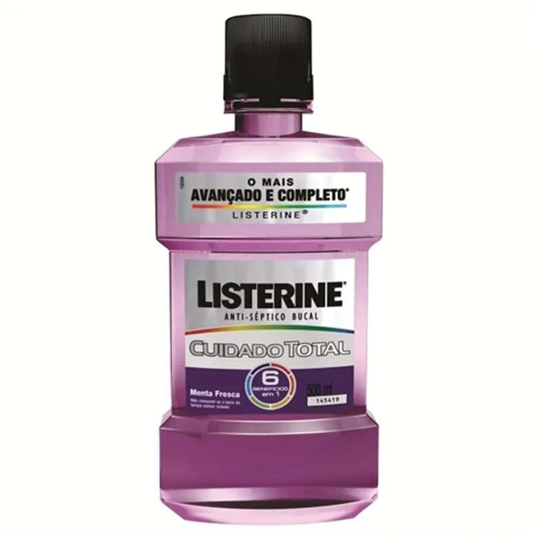 Enxaguante Bucal Antisséptico Menta Fresca Listerine Cuidado Total Frasco 500ml - LISTERINE - Perfumaria
