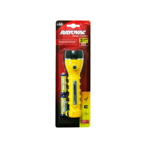 LANTERNA 3 LEDS COMPACT COM 2 PILHAS AMARELA RAYOVAC - RAYOVAC