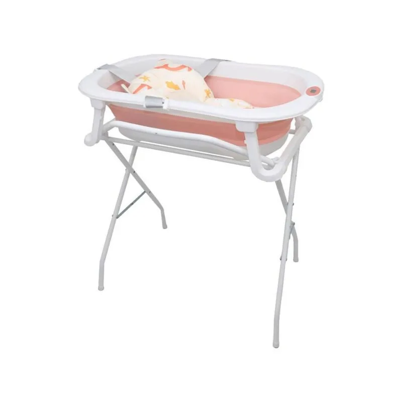 Banheira de Bebê com Suporte Dobrável Premium Baby Bubbly Rosa 35L