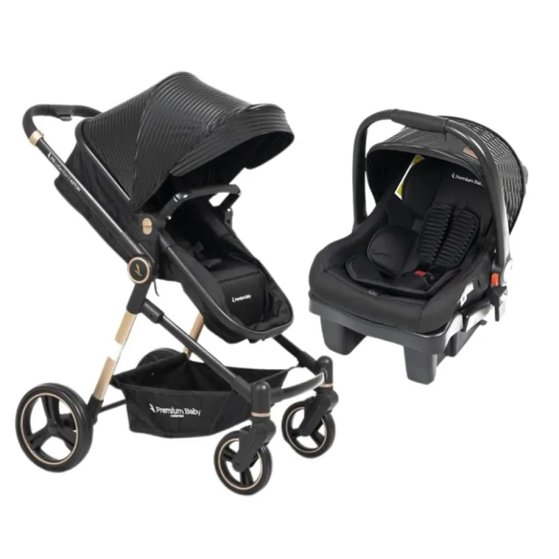 Carrinho com Bebê Conforto TS Aston com Base Gold/Black Premium Baby - Baby Stock - Baby