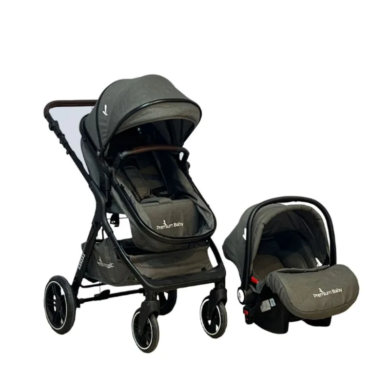 Carrinho e Bebê Conforto TS Kansas Preto/Cinza Premium Baby
