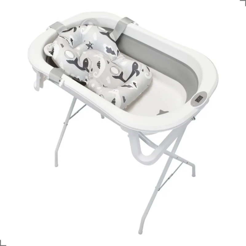 Banheira Para Bebê Bubbly Premium Baby Dobrável Com Termômetro Cinza (MP)