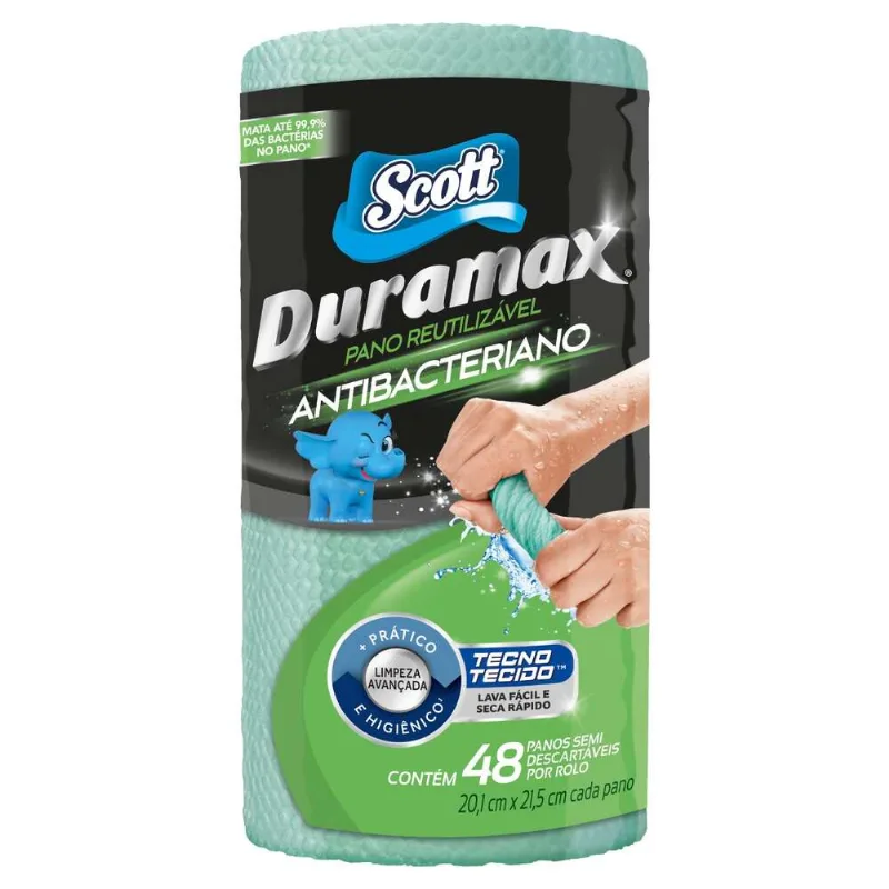 Pano Reutilizável em Rolo Verde Scott Duramax 48 Unidades