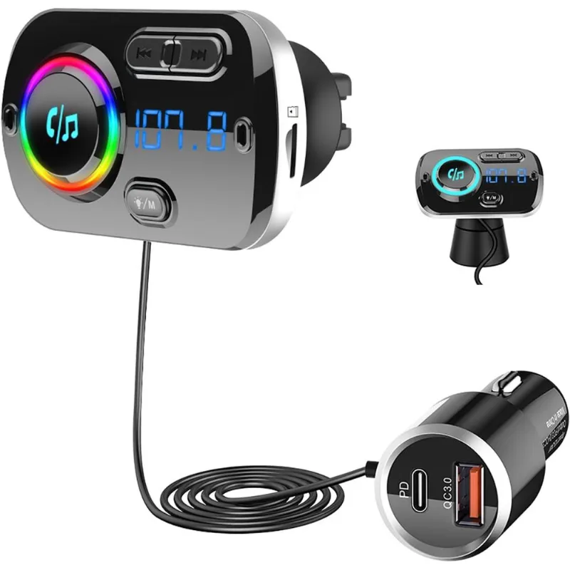 Kit De Transmissor Fm Para Carro Bluetooth 5.3 Pd30w Com Carregador Usb