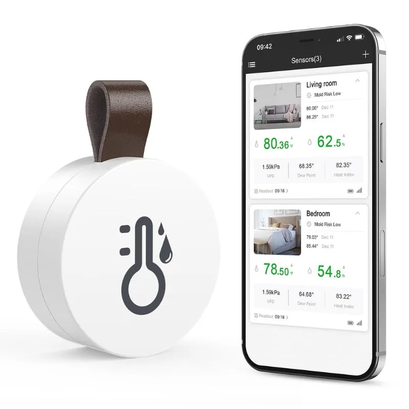 Termômetro E Higrômetro Bluetooth 5.0 Oria Mini White