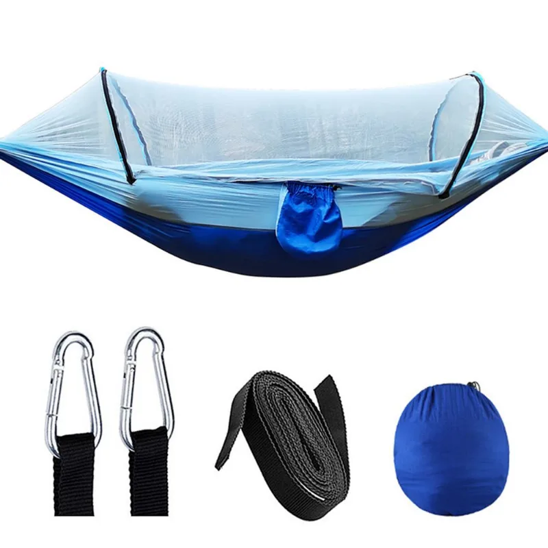 Rede De Nylon De Abertura Rápida Com Mosquiteiro 260x140cm Azul