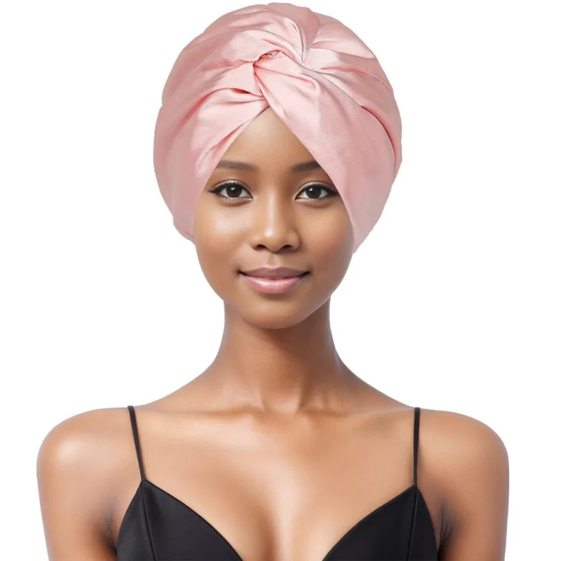 Touca De Dormir Ajustável Satin Twist Knot Design Rosa