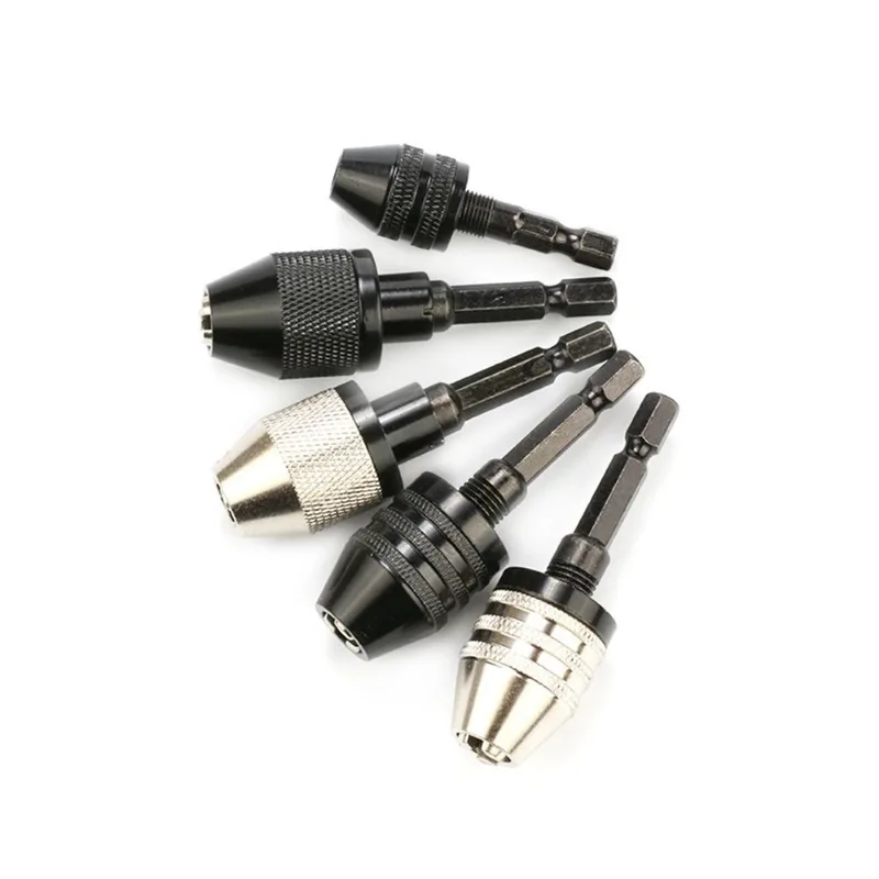 Conjunto De Adaptadores De Perfuração Hexagonal Para Haste Redonda, 5 Peças De Aço Carbono