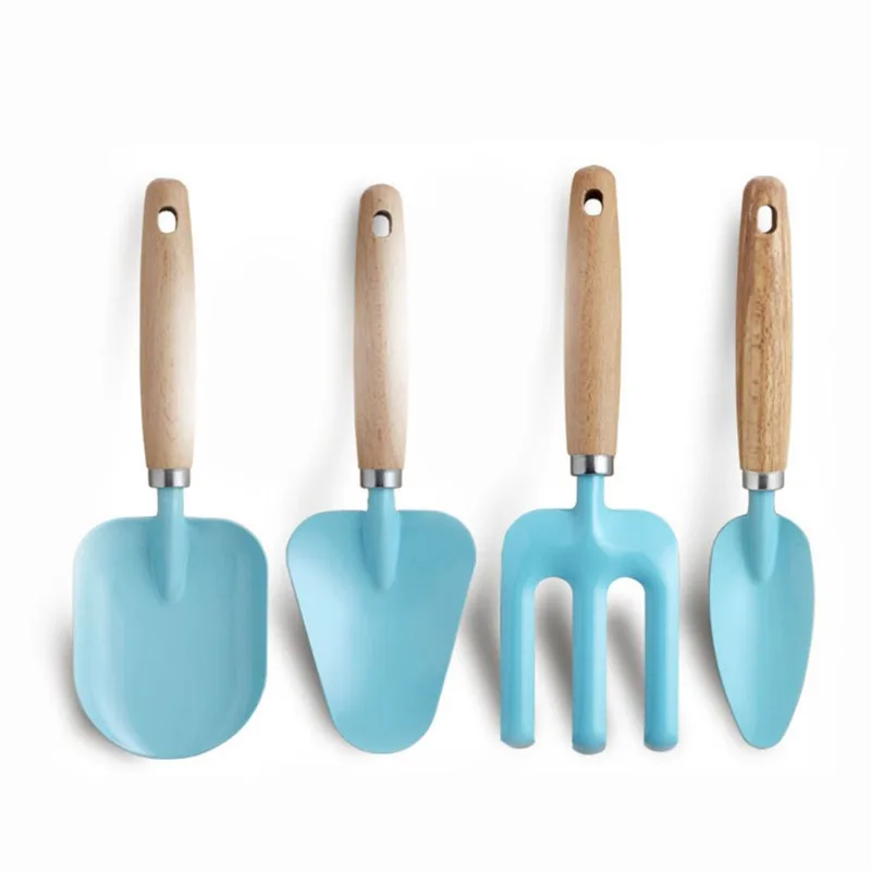 Conjunto De Ferramentas De Jardinagem Para Crianças, Mini Garfo De Pá Azul De 4 Peças