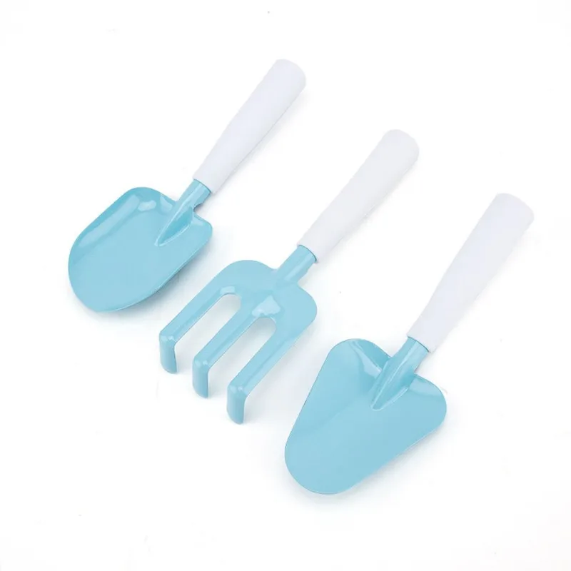 Conjunto De Ferramentas De Jardinagem Para Crianças, Pá Azul De 3 Peças