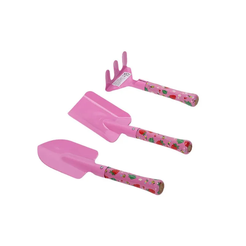 Conjunto De Jardinagem Para Crianças Rosa Com Pá, Ancinho E Pá