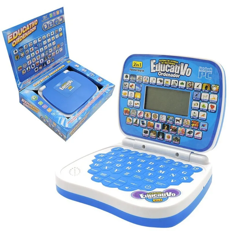 Crianças Bilíngues Aprendendo Brinquedos Para Laptop Em Espanhol E Inglês Educat