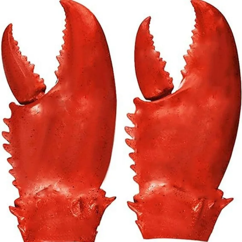 Luvas Lobster Claw, Adereços De Fantasia De Halloween, Látex Vermelho