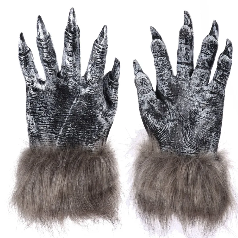 Luvas De Garra De Lobisomem Em Látex Para Halloween, Larp E Festa - Cinza