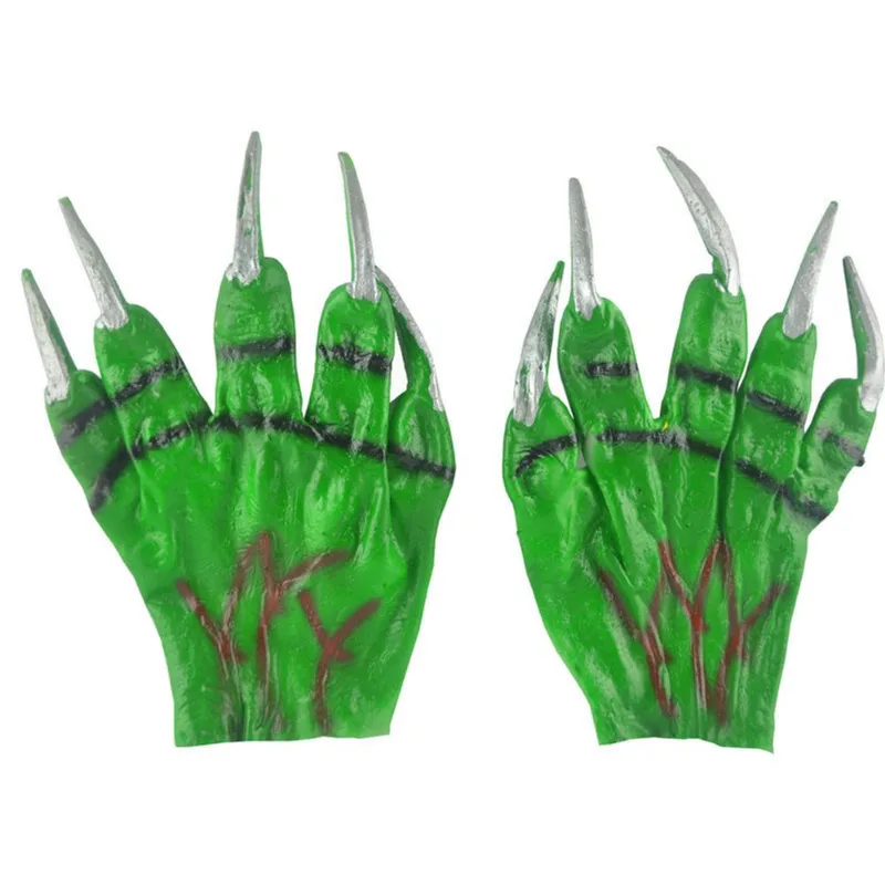 Luvas De Garra De Fantasma Verde Monstro De Borracha Para Halloween E Cosplay