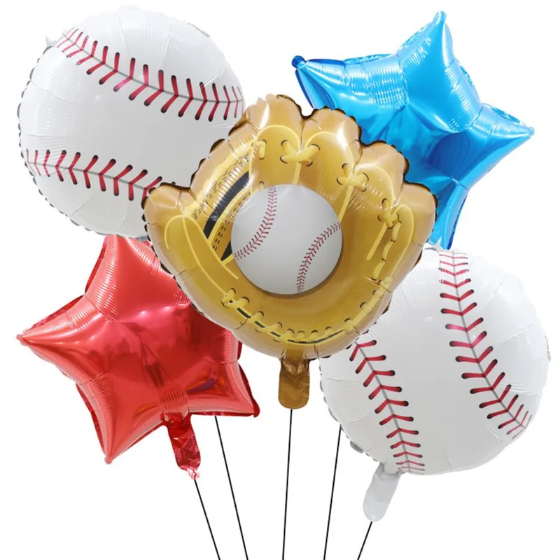 Conjunto De Balões Metalizados Com Tema De Beisebol, 5 Peças Para Festas Esportivas