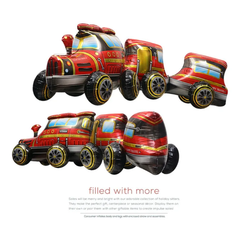 Balão Metalizado 4d Standing Train 187cm | Locomotiva 3d Gigante