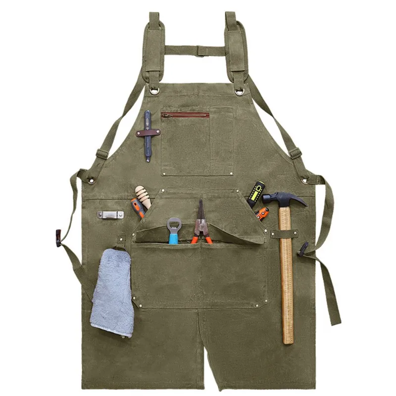 Avental De Lona Encerada Resistente Para Homens, Impermeável Com Bolsos
