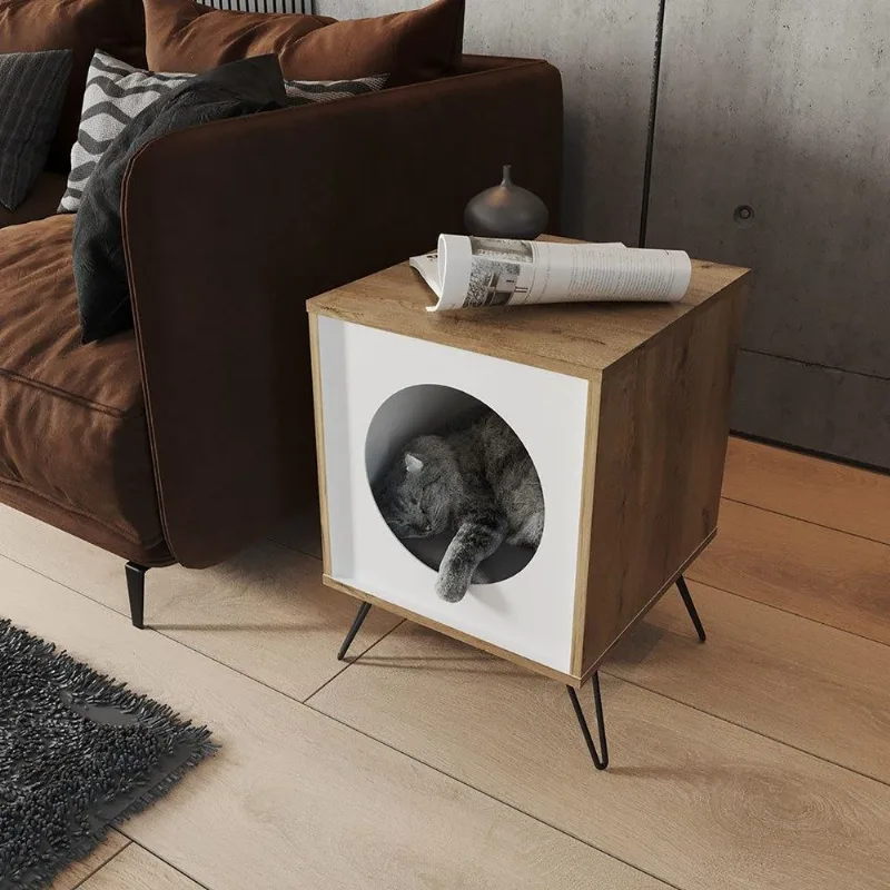 Mueble auxiliar para Mascota 40cm en MDP Rovere