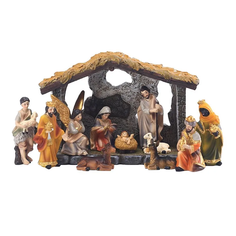 Estatueta De Cena De Grupo Christmas Nativity Manger Sculpture Sta