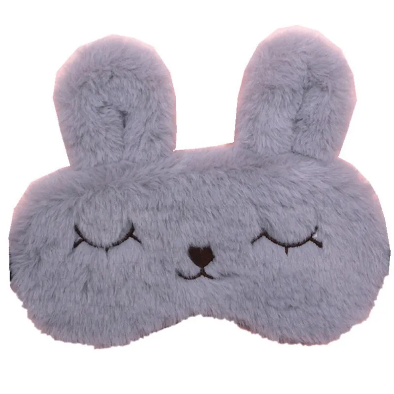 Máscara Para Dormir Grey Plush Rabbit Anime Super Soft 19x9cm