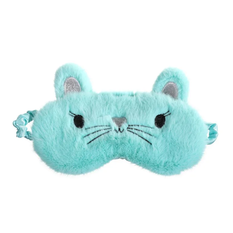 Máscara De Dormir Cartoon Cat Kitty Plush Eyetaps Blind Pink