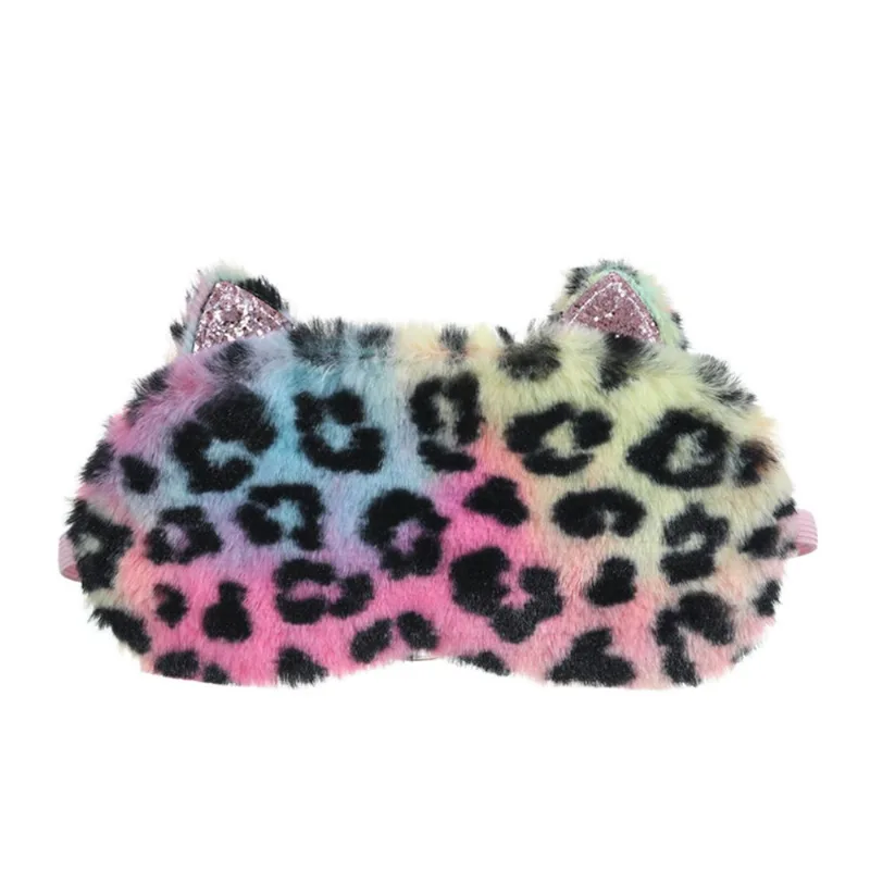 Máscara De Dormir Unicorn Plush Leopard Cartoon Para Dormir Com Os Olhos