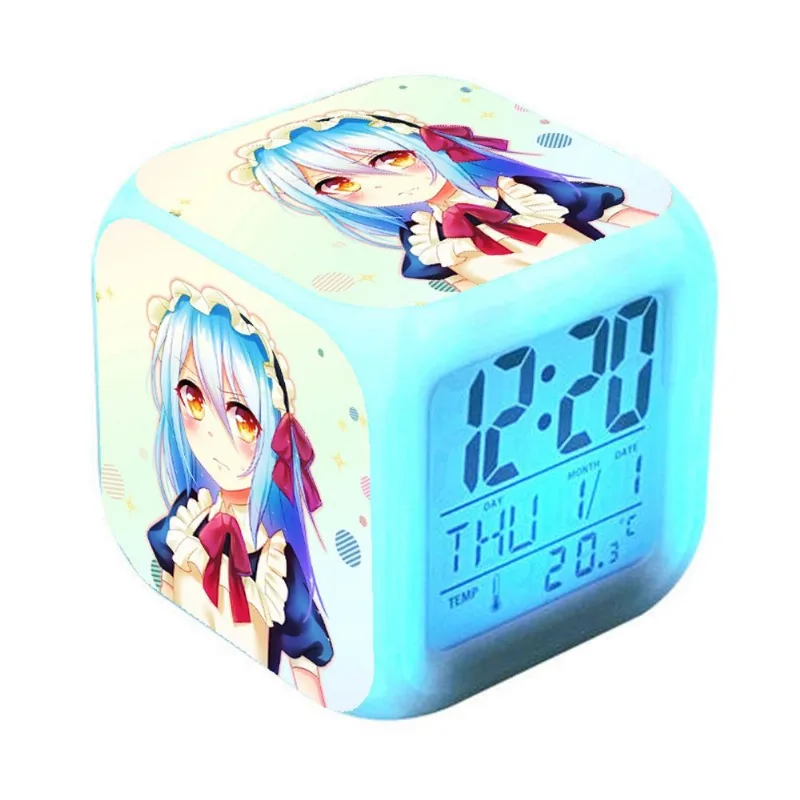 Despertador Digital Led Slimes Square 8x8x8cm Para Crianças