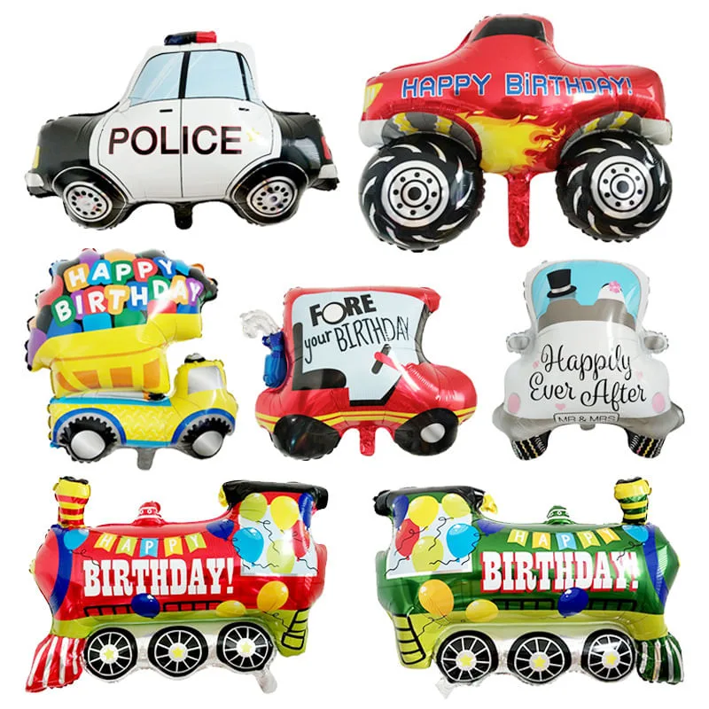 Kit De Balões Mylar, 7 Peças, Veículos De Desenho Animado, Carros Para Crianças