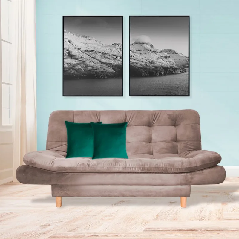 Sofacama semidoble 175x90cm tela tipo lino 3 posiciones Camel