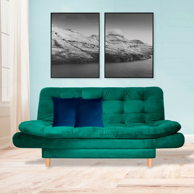 Sofacama semidoble 175x90cm tela tipo lino 3 posiciones Verde