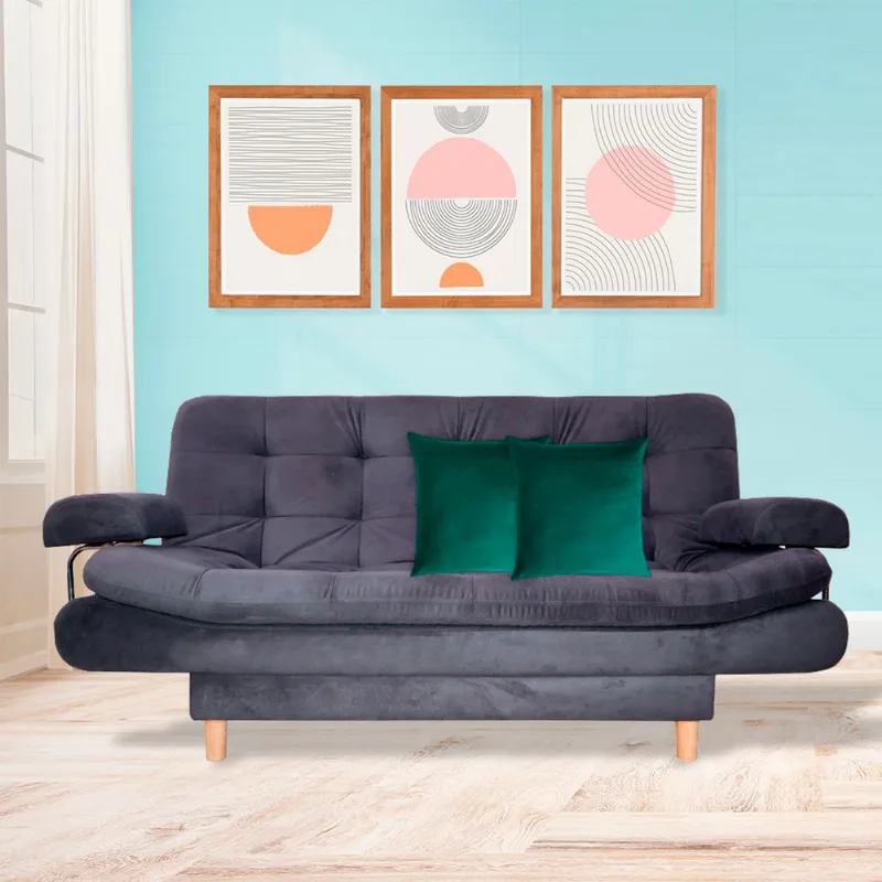 Sofacama semidoble Eller 175x90cm tela tipo lino 3 posiciones Gris