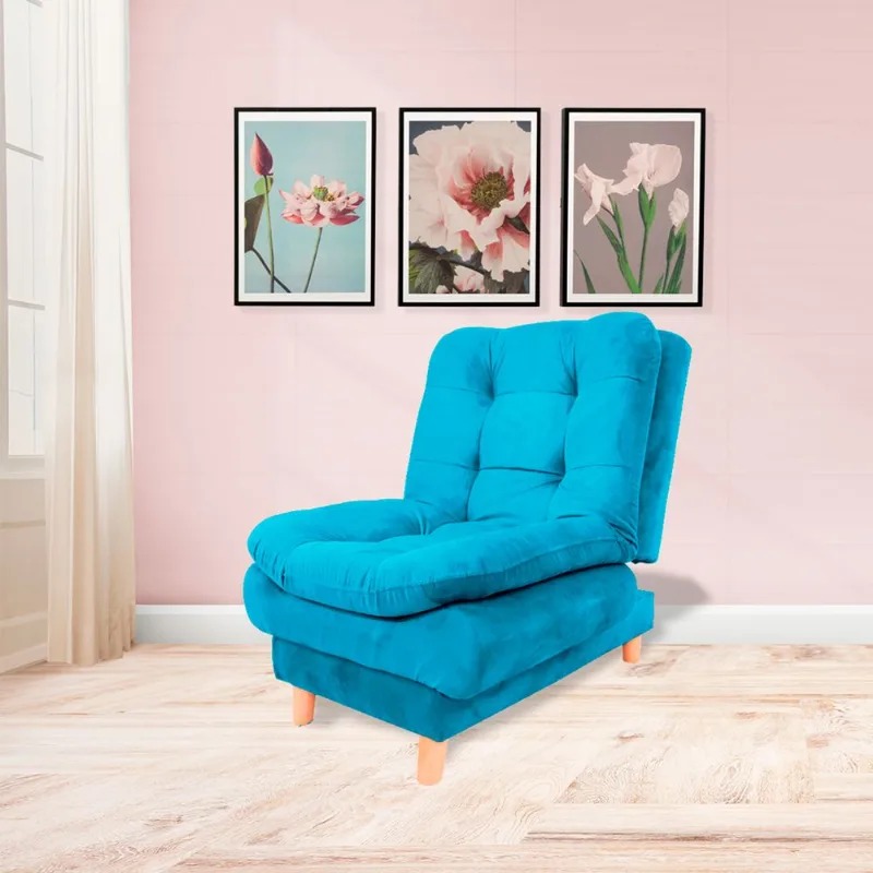 Poltrona reclinable Meyers 70x90cm tela tipo lino 3 posiciones Turquesa